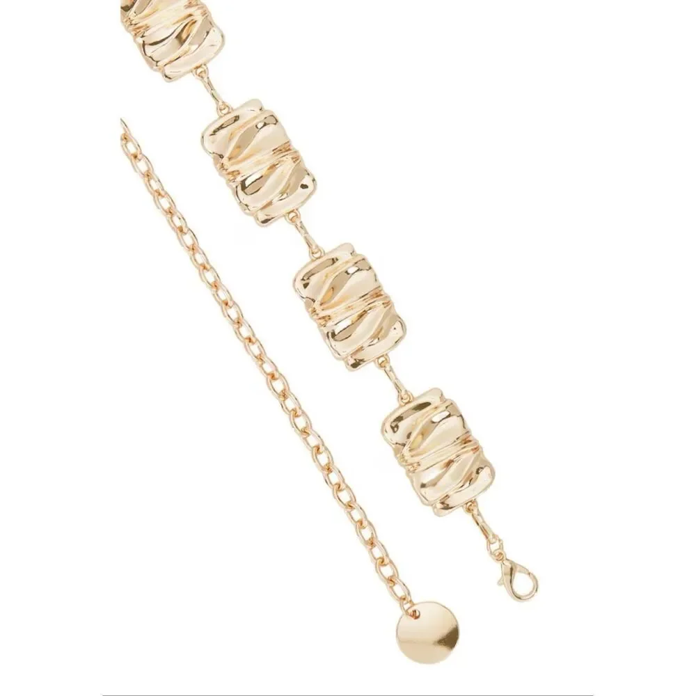 8 Other Reasons Gigi Chain Statement Belt Textured Gold Links Trendy NEW
